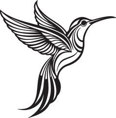 Vector illustration of a hummingbird silhouette, capturing the essence of its grace and agility in a minimalist design