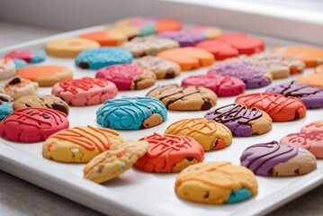 Assortment of desserts. Sweets, cup cake isolated on white background. Image with top view. Food concept.
