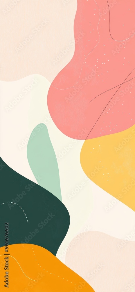 Poster abstract colorful background with organic shapes and soft pastel colors creating a simple and modern