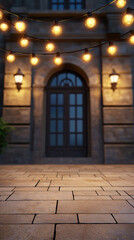 Diwali lights, antique mansion facade, festive decorations, 3D illustration