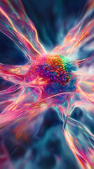 Naklejka premium Microscopic view of biological cells with dynamic exploration