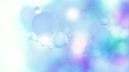 Abstract background bubbles in soft blue Lilac tones. Distortion in water with oil drops with lens flare effect. gradient, bokeh