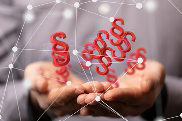 3D rendering digital paragraph law symbol