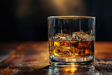 A Glass of Golden Whiskey on the Rocks, Ready for a Toast