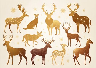 Naklejka premium Elegant animal silhouettes in sophisticated minimalism