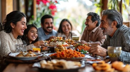 Happy Multi Generational Family Enjoying Delicious Meal Together