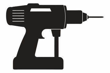 Electric drill machine silhouette vector, Drill icon