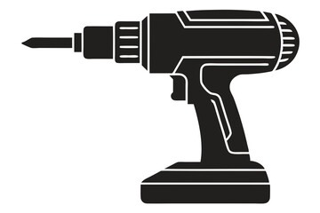 Electric drill machine silhouette vector, Drill icon