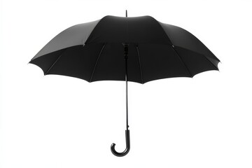 Black Umbrella. Classic and Simple Design for Elegant Protection, Isolated on White Background
