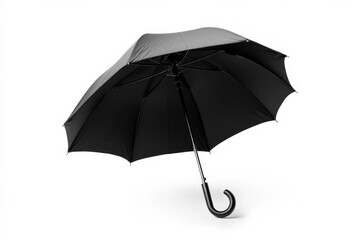 Black Umbrella Isolated on White Background. Classic, Simple, and Elegant Design for Protection