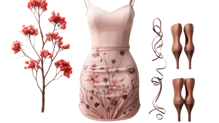 stylish sleeveless bodycon mini dress set for women, studio view, isolated on transparent background.