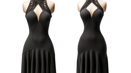 stylish sleeveless bodycon mini dress set for women, studio view, isolated on transparent background.