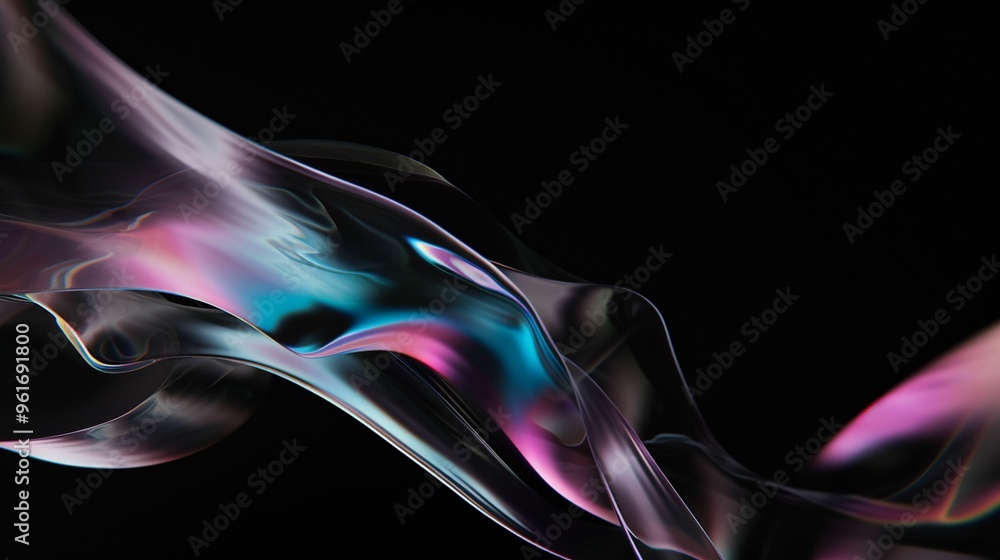 Aufkleber colorful abstract twisting ribbons of light create a mesmerizing visual effect against a dark backgr