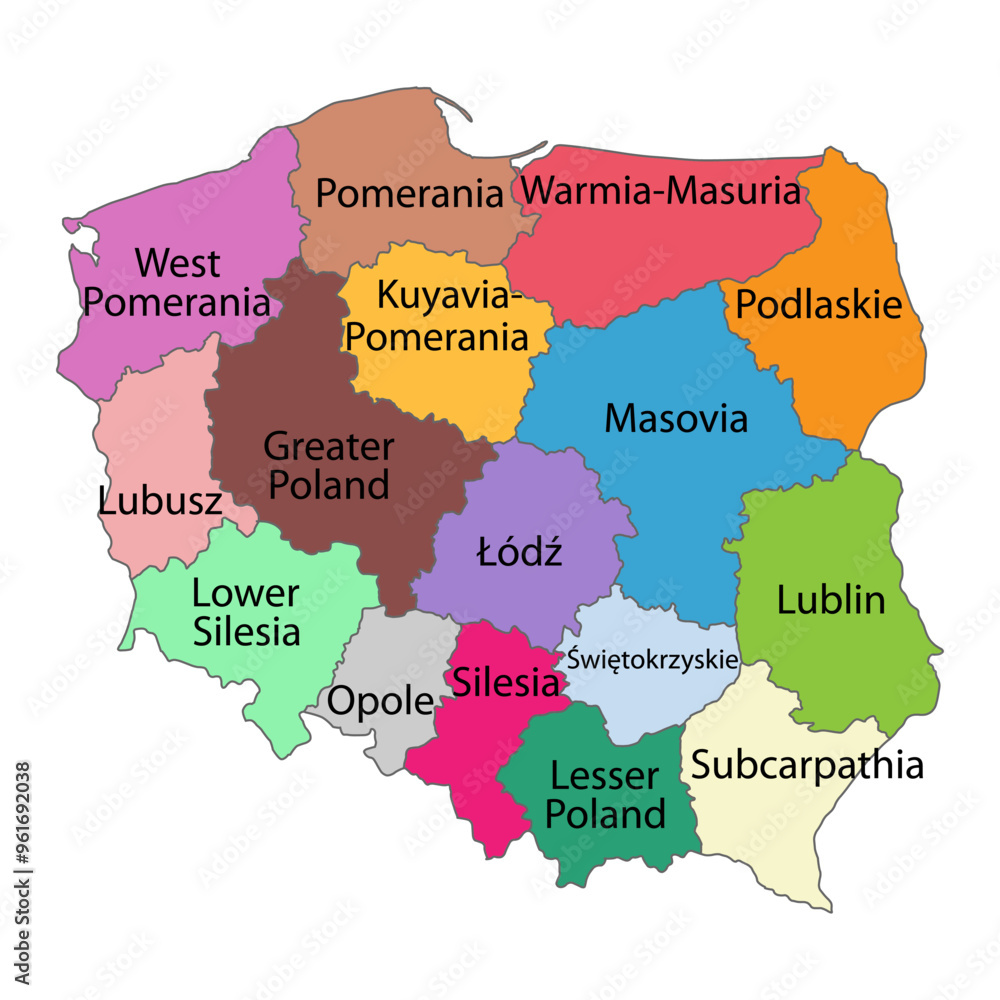 Wall mural Poland map region shape, travel web flat concept icon vector illustration