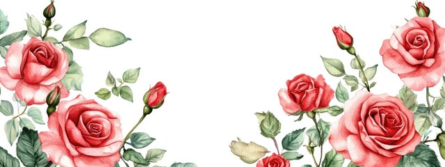 Beautiful Red Roses Watercolor Illustration for Elegant Floral Designs and Decor