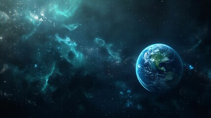 Obraz premium A breathtaking view of Earth from space with vibrant cosmic clouds and starlit background at night
