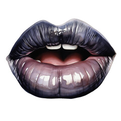 Female Gothic Lips Isolated on a Transparent Background