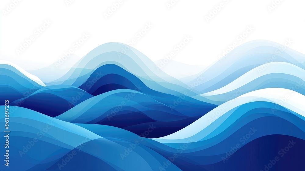 Aufkleber modern vector design of abstract waves in varying shades of blue, ideal for a calming and fluid back