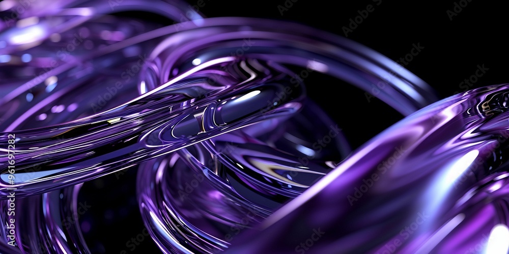 Poster abstract purple fluid shapes intertwine gracefully against a dark background, creating a mesmerizing