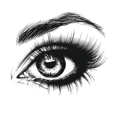 recommend clip art: Black and white line art illustration of a woman's eye.