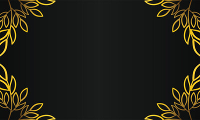 black background with hand drawn gold leaf ornament