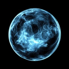 Blue Orb: Abstract Sphere with Smoke Effect and X-Ray Detailing, Illuminated by Blue Light