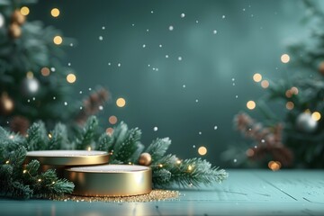 Christmas scene podium for products showcase