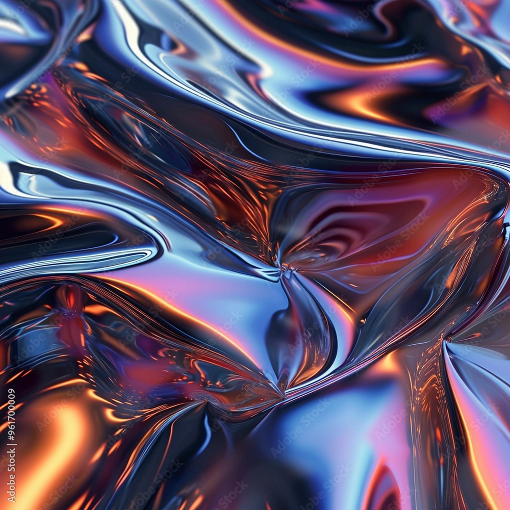Poster colorful abstract wave patterns created by reflective material in a close-up view during bright ligh