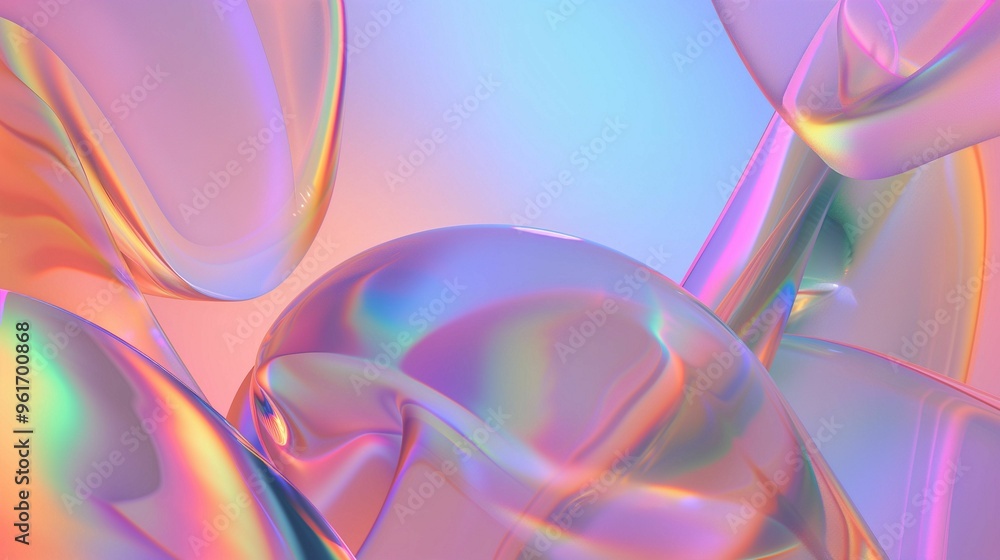 Poster colorful abstract shapes reflecting light in a vibrant gradient setting during a digital art composi