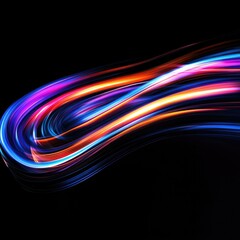 Colourful light trails on black background.