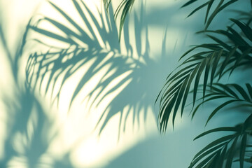 palm leaves on the light wall