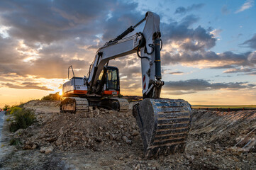 Obraz premium Heavy machinery at road construction sites
