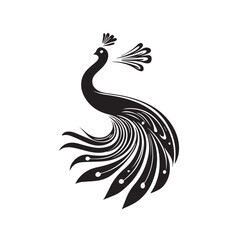 Fototapeta premium Peacock in cartoon, doodle style . Image for t-shirt, web, mobile apps and ui. Isolated 2d vector illustration in logo, icon, sketch style, Eps 10, black and white. AI Generative