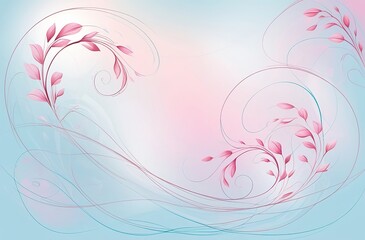 Abstract Flowing Lines in Blue and Pink on Light Blue Background. Made with Generative AI Technology