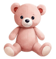 Fototapeta premium Adorable pink teddy bear toy on transparent background
