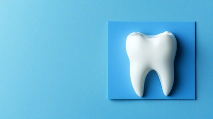 Blue background with white tooth, concept of dentistry, international dentist day.