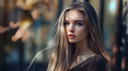 Fototapeta premium Closeup Shot of a Beautiful Girl Facing Camera With Attractive Eyes
