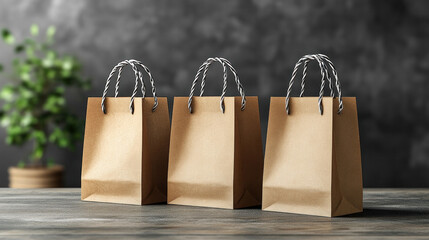 Depictions of paper bags with elegant fonts or minimalistic designs, creating a modern, chic shopping aesthetic.