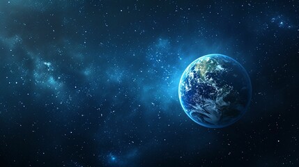 A stunning view of Earth from space showcasing its vibrant blue oceans and swirling clouds against a starry background