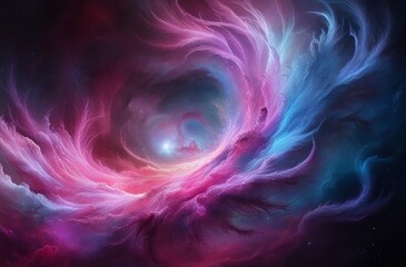 Obraz premium Mesmerizing Cosmic Nebula with Swirling Neon Colors for a Stunning Abstract Wallpaper. Made with generative AI technology