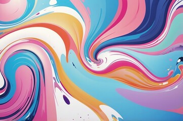 Pop Abstract Background with Pastel Ink Swirls. Made with Generative AI Technology