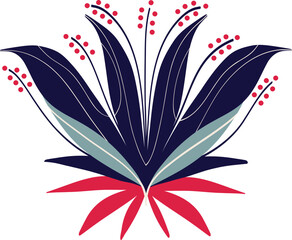 Elegant floral arrangement in Asian style. Cute cartoon illustration of flower