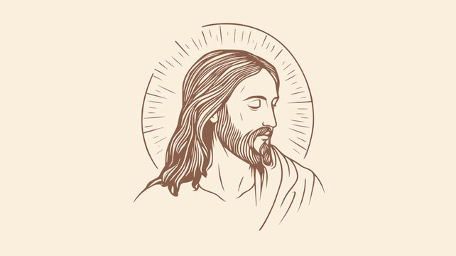 recommend clip art: Thin line icon of jesus christ, logo, vector