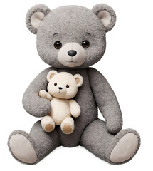 Obraz premium Adorable grey teddy bear on transparent background