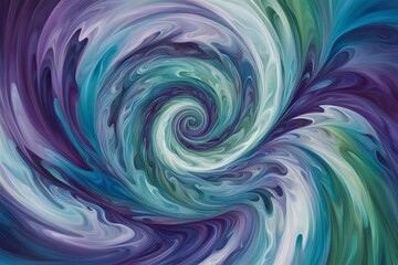 A swirling vortex of blues greens and purples resembling an abstract whirlpool, AI Generated