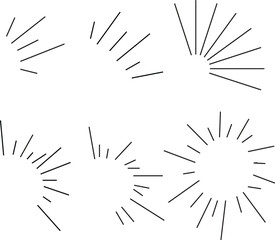 Obraz premium Sun, Sunrise, Sunset, Sunburst Icons. Pixel Perfect. Design Elements. For Mobile and Web. Dynamic Bright Sun Rays. Glowing Spark Sun Brust Starburst. Illustration drawing.