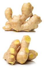 fresh ginger on white background