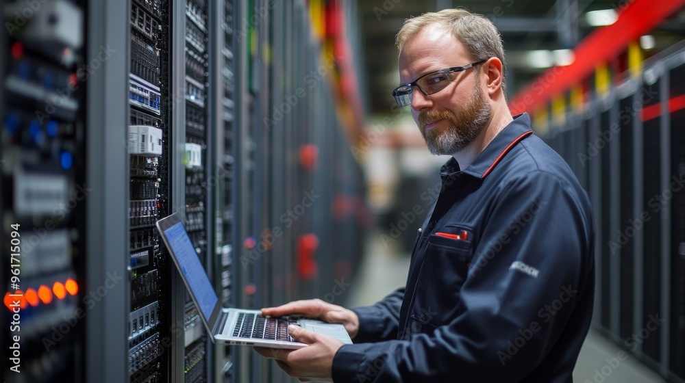 Wall mural IT Professional Working in Data Center