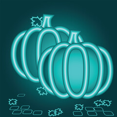 set glowing pumpkin with glowing neon lights. happy halloween pumpkin icon. glowing holiday concept. halloween party. vector illustration
