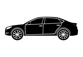 Flat design of a car vector in black and white perfect for apps, website, logo or sign 